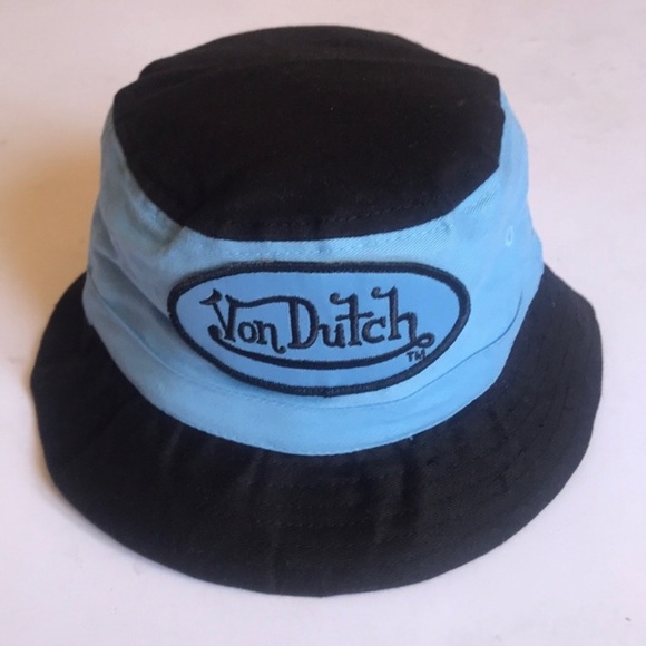 NEW Von Dutch Bucket Fisherman Hat Kids/Youth Sky Blue and Navy Blue, NWOT - Picture 6 of 7
